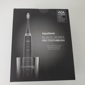 New AquaSonic Black Series Pro Toothbrush Wireless Charging Glass Travel Case